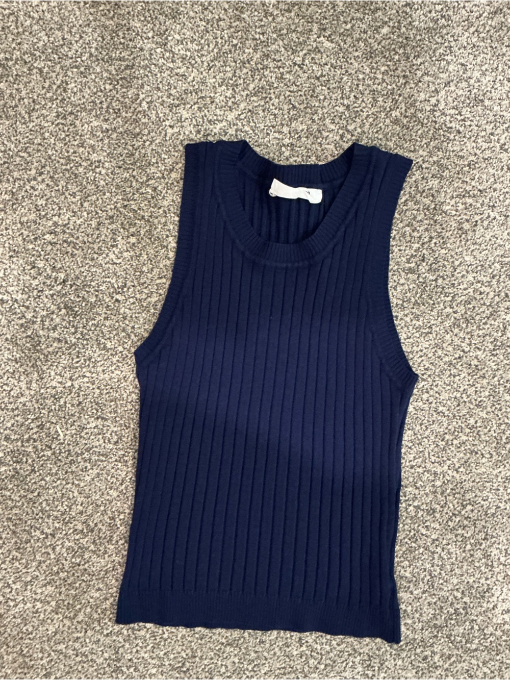 Double Zero Navy Ribbed Sleeveless Tank-Top